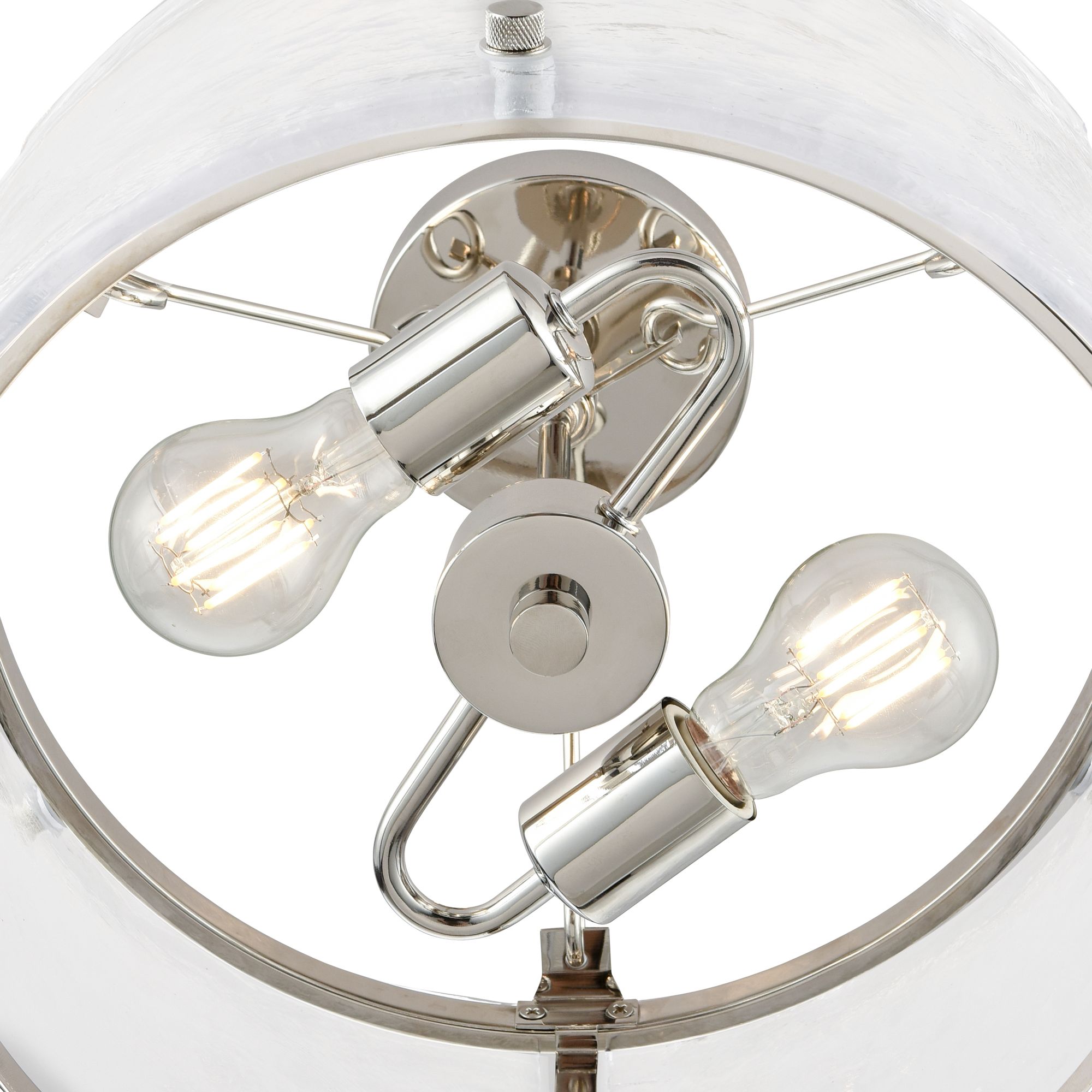 Image 3 Millennium Bennetti 2-Light 14.5" Polished Nickel Semi-Flush with Shade more views