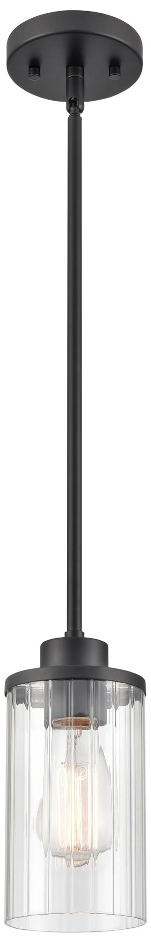 Millennium Beverlly 1-Light 4.5" Matte Black Mini Pendant with Glass Shade