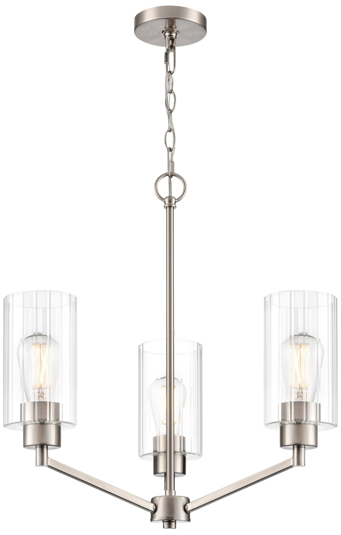 Millennium Beverlly 3-Light 21" Brushed Nickel Chandelier with Glass Shade