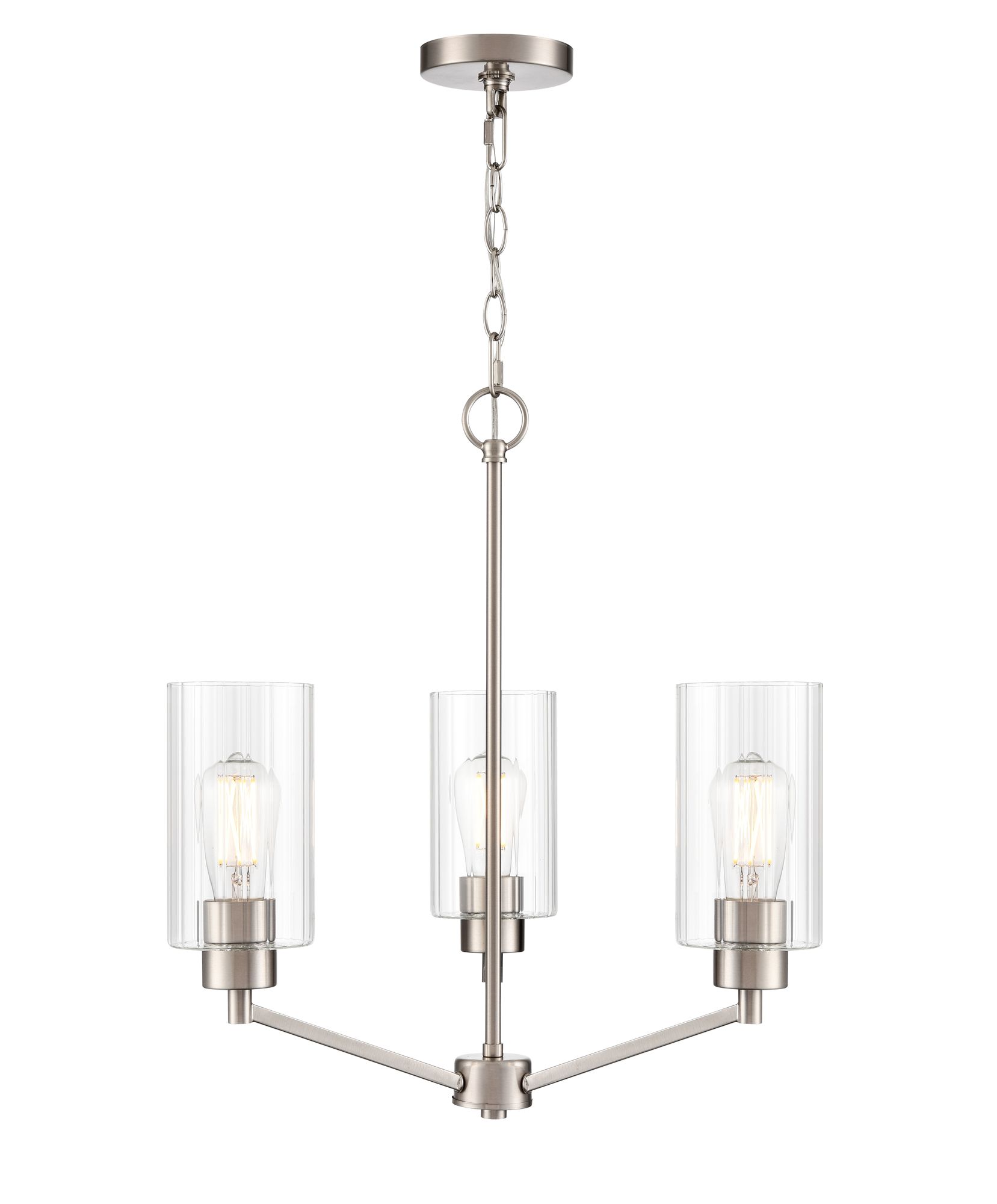 Image 2 Millennium Beverlly 3-Light 21" Brushed Nickel Chandelier with Glass Shade more views
