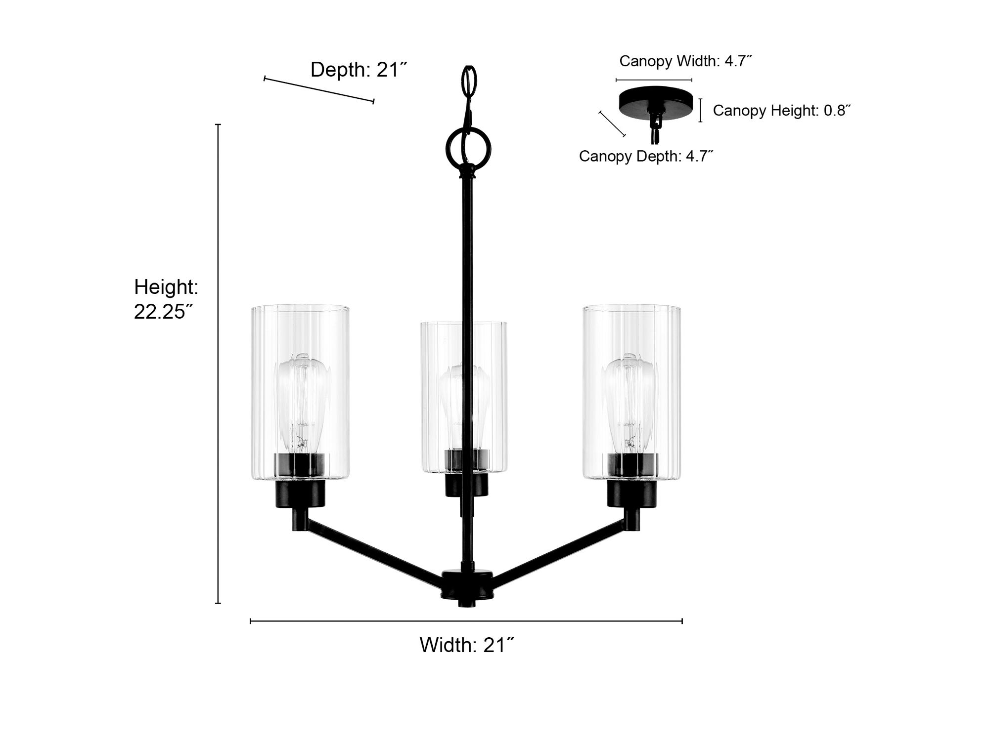 Image 7 Millennium Beverlly 3-Light 21" Brushed Nickel Chandelier with Glass Shade more views
