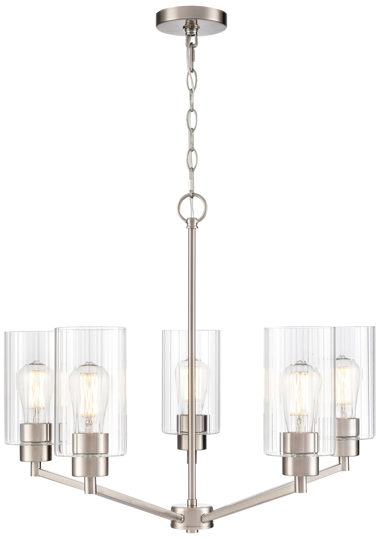 Thumbnail1 of Millennium Beverlly 5-Light 26" Brushed Nickel Chandelier with Glass Shade