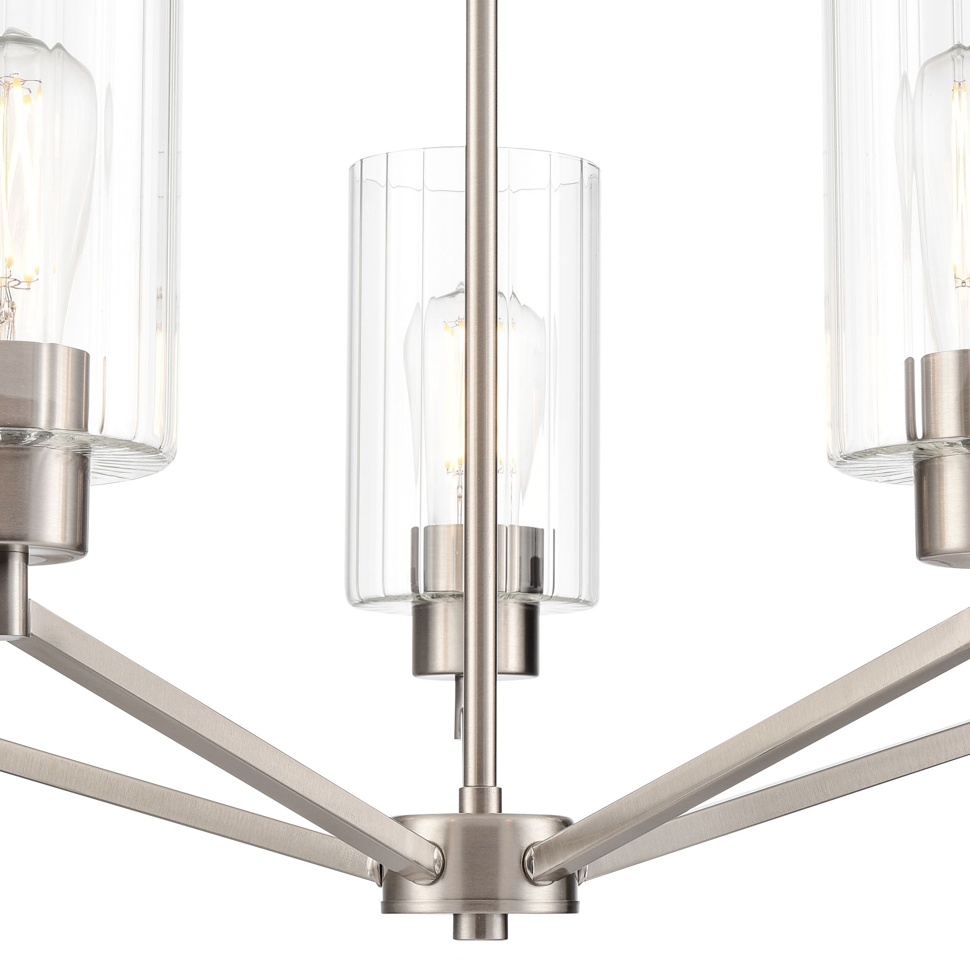 Thumbnail3 of Millennium Beverlly 5-Light 26" Brushed Nickel Chandelier with Glass Shade more views
