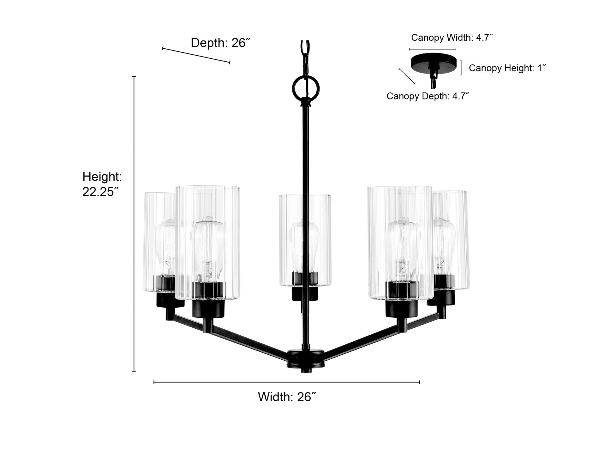 Millennium Beverlly 5-Light 26" Brushed Nickel Chandelier with Glass Shade