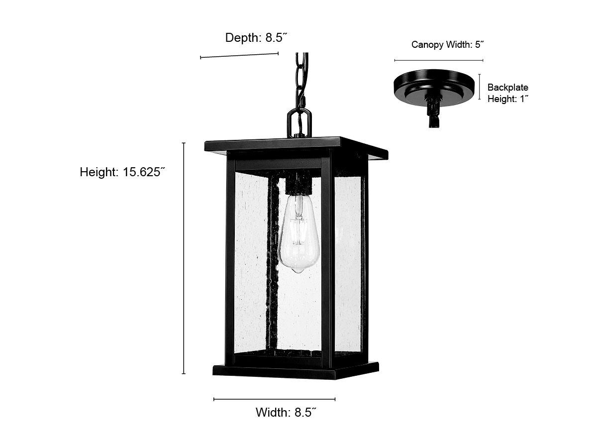 Image 6 Millennium Bowton 1-Lt 15.63" Powder Coated Black Outdoor Hanging Lantern more views