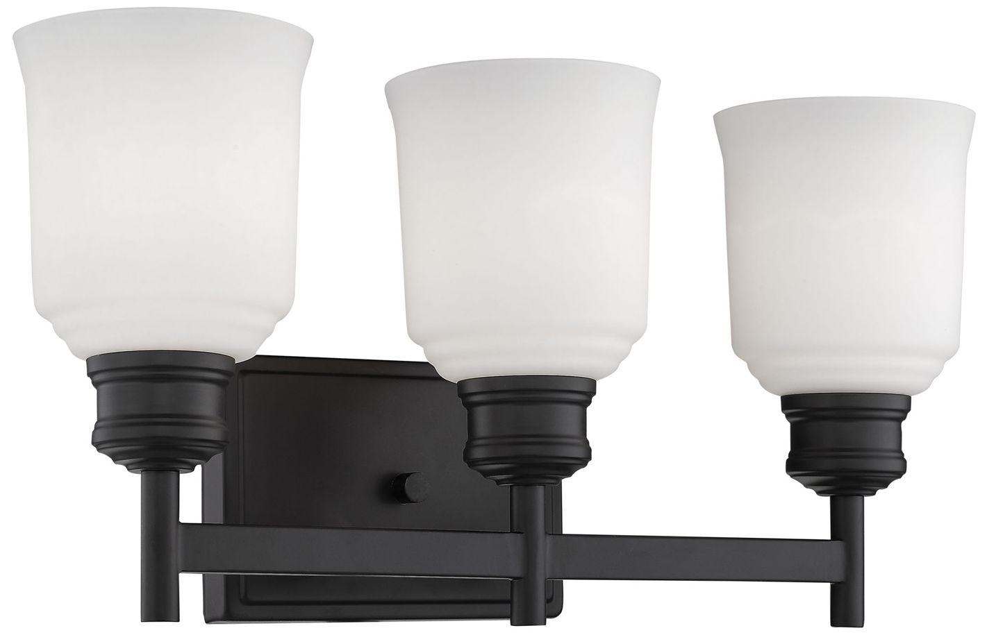 Millennium Burbank 3-Light 19.25" Matte Black Vanity Light with Glass Shade