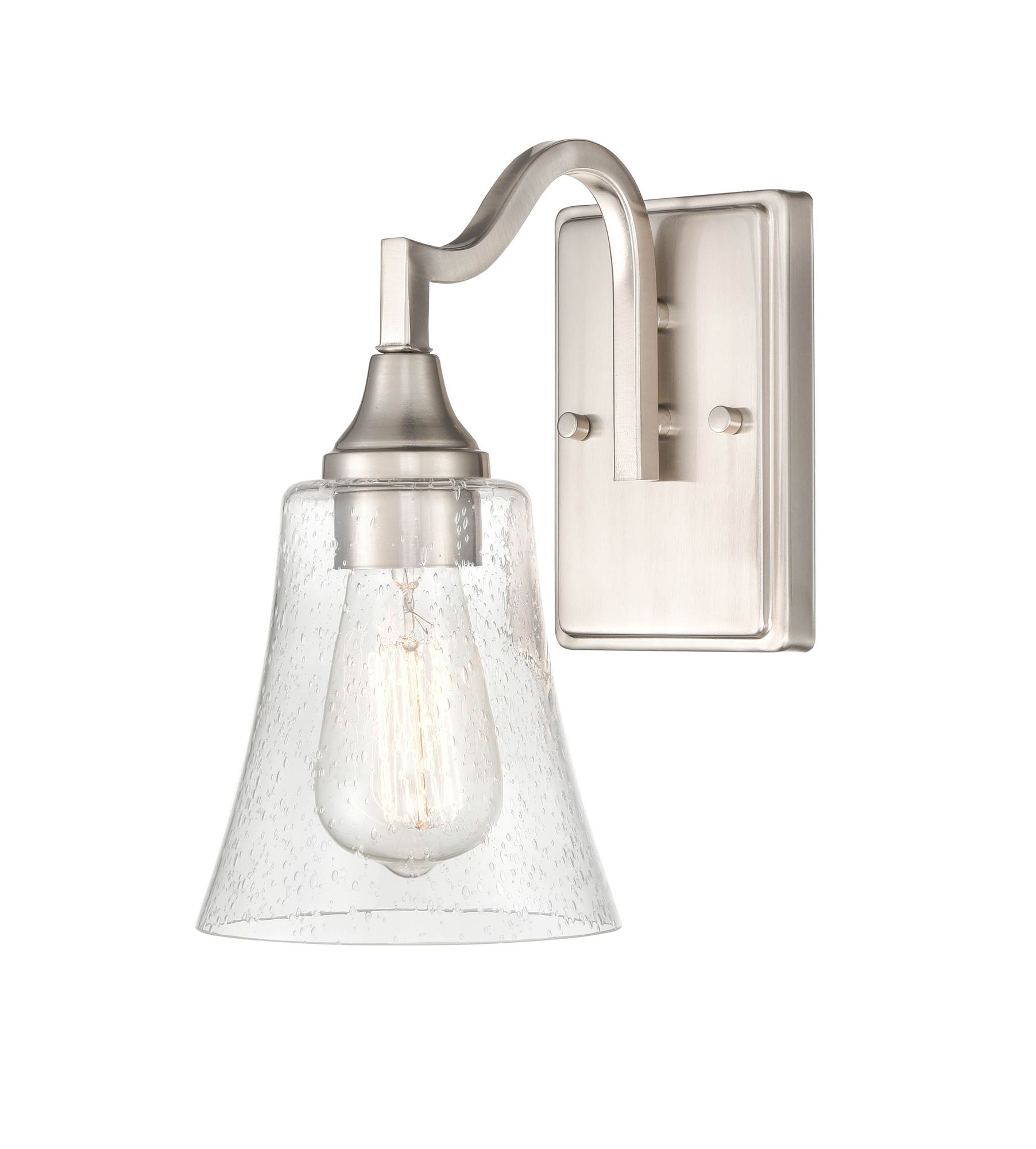 Image 2 Millennium Caily 1-Light 5.75" Brushed Nickel Wall Sconce with Glass Shade more views