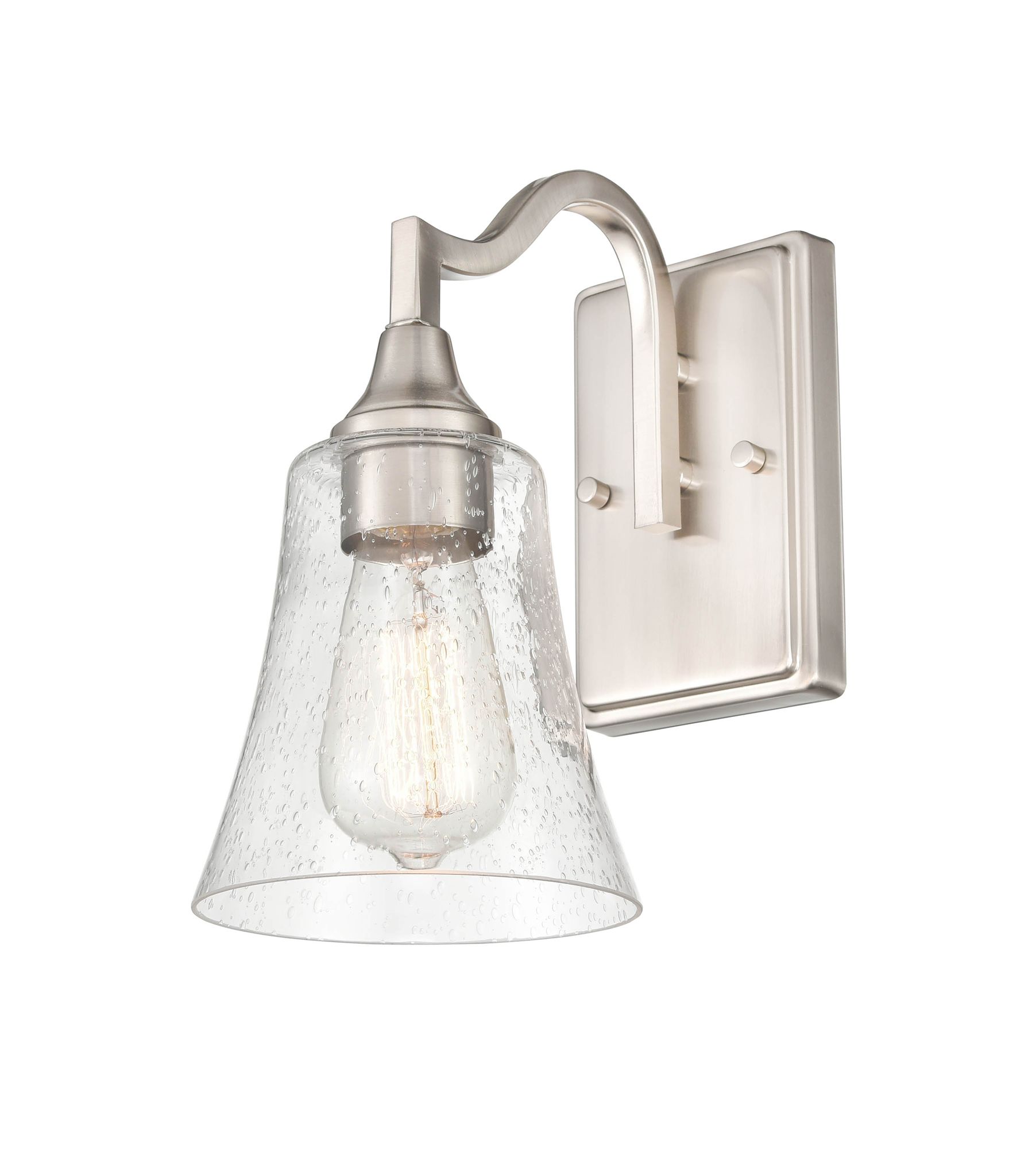 Image 3 Millennium Caily 1-Light 5.75" Brushed Nickel Wall Sconce with Glass Shade more views