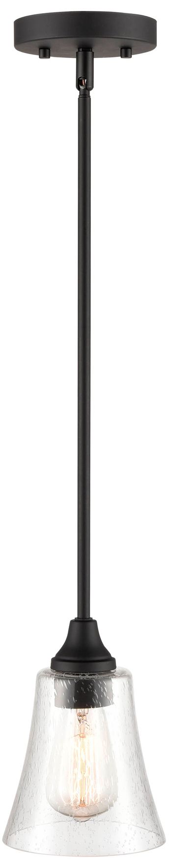 Millennium Caily 1-Light 5.75" Matte Black Pendant with Glass Shade