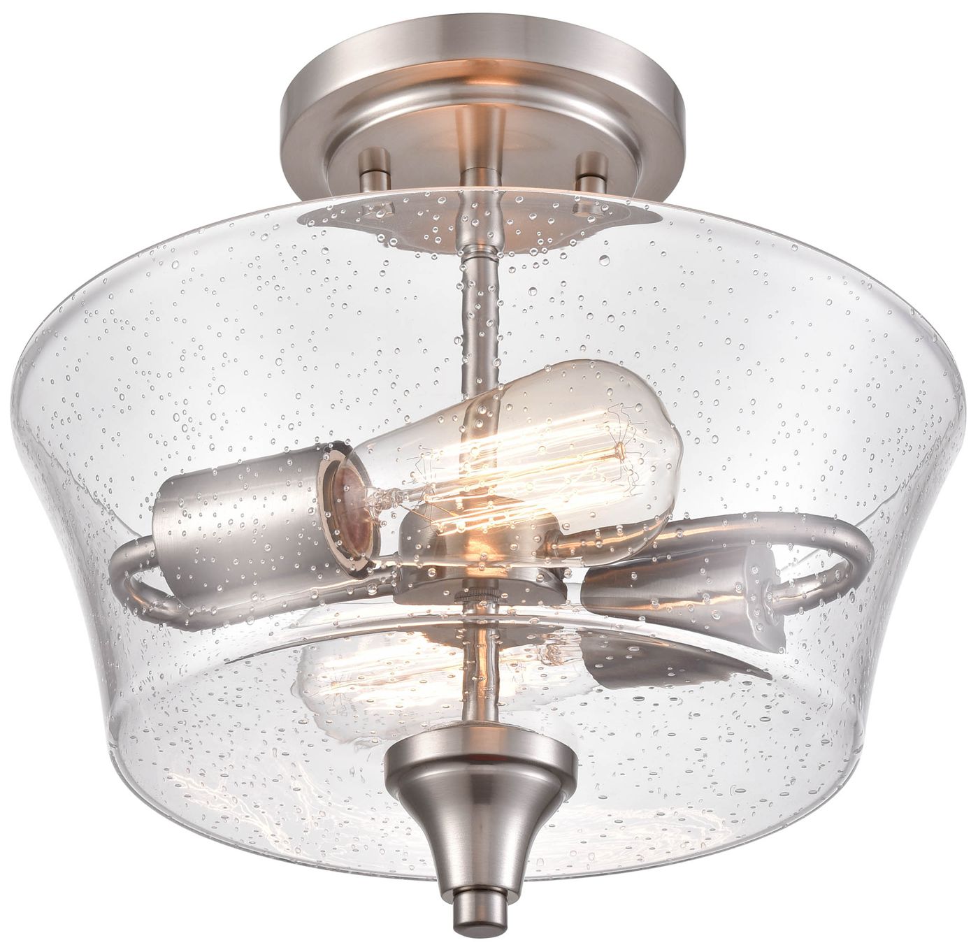 Millennium Caily 2-Light 11.75" Brushed Nickel Semi-Flush with Glass Shade