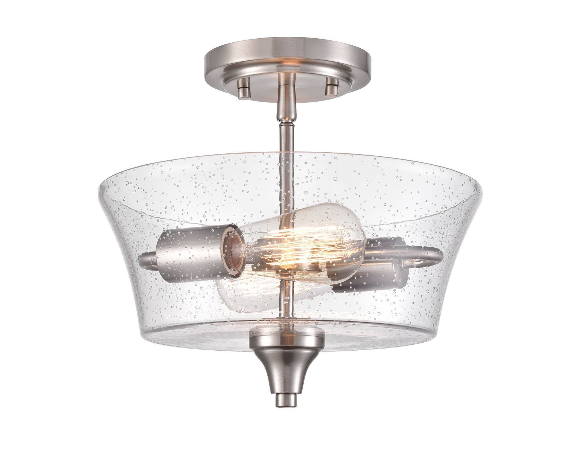 Image 2 Millennium Caily 2-Light 11.75" Brushed Nickel Semi-Flush with Glass Shade more views