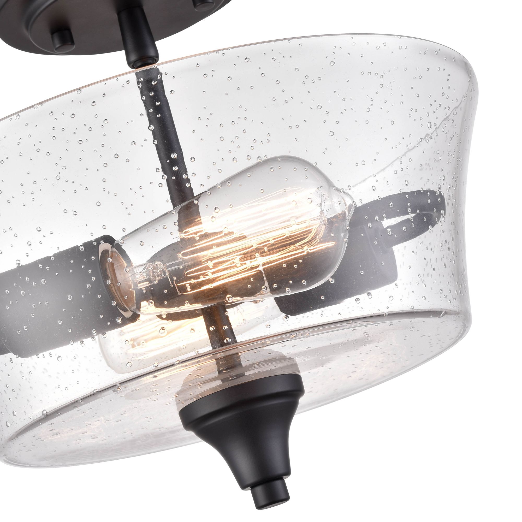 Image 3 Millennium Caily 2-Light 11.75" Matte Black Semi-Flush with Glass Shad more views