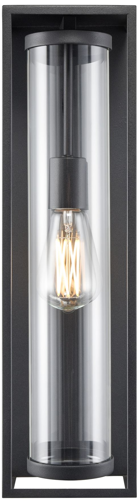 Millennium Caleb 1-Light 20" Textured Black Outdoor Wall Sconce with Shade