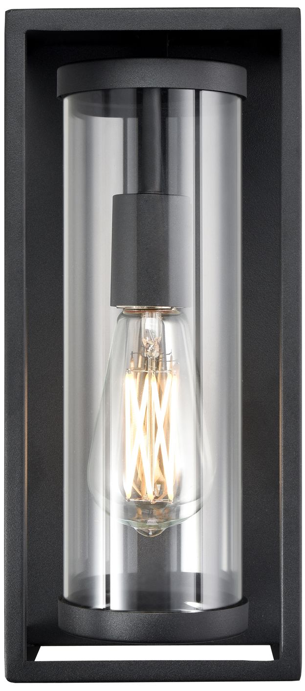 Millennium Caleb 1-Lt 12.5" Textured Black Outdoor Wall Sconce with Shade