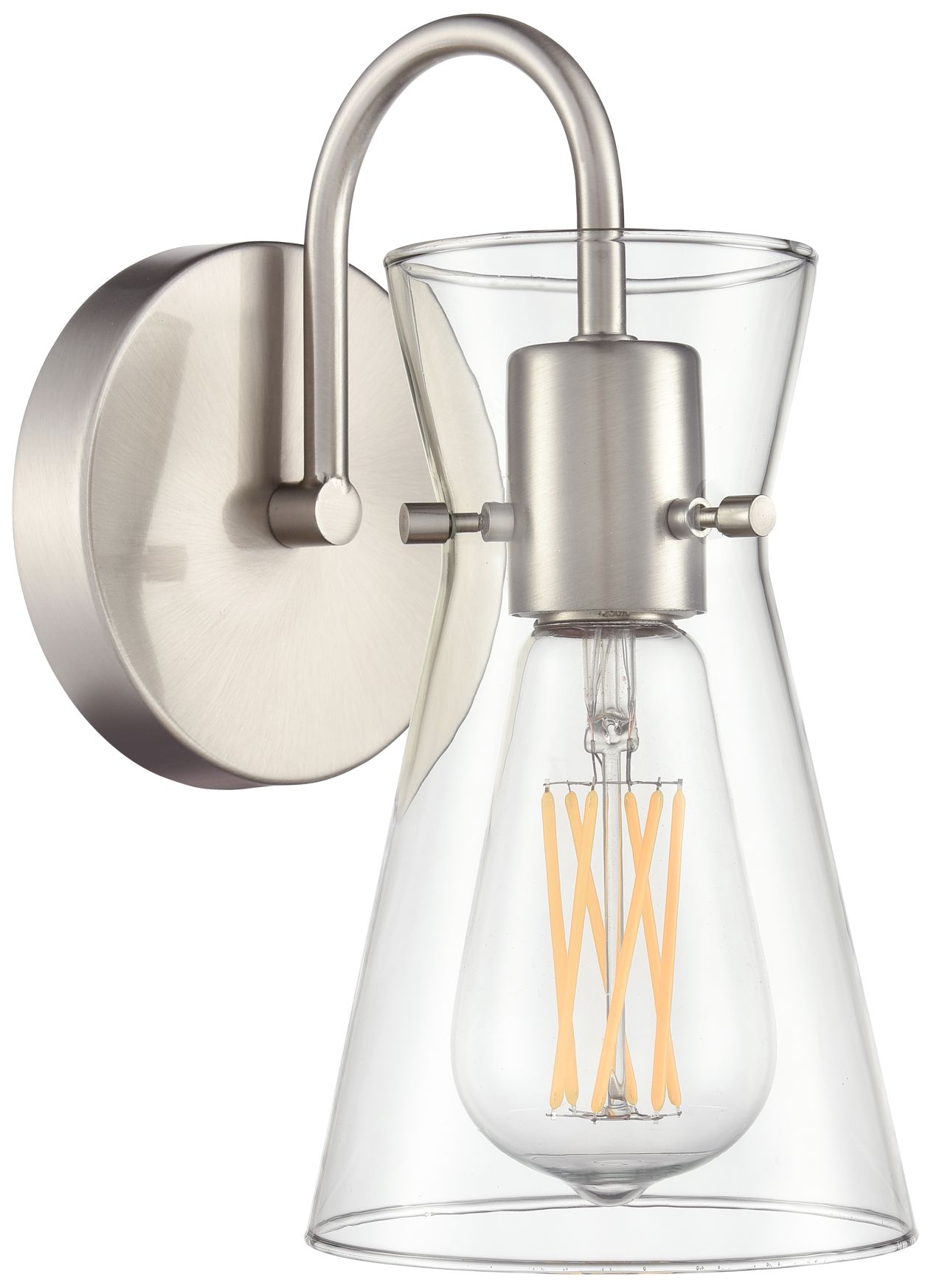 Millennium Camellia 1-Lt 4.75" Brushed Nickel Wall Sconce with Glass Shade