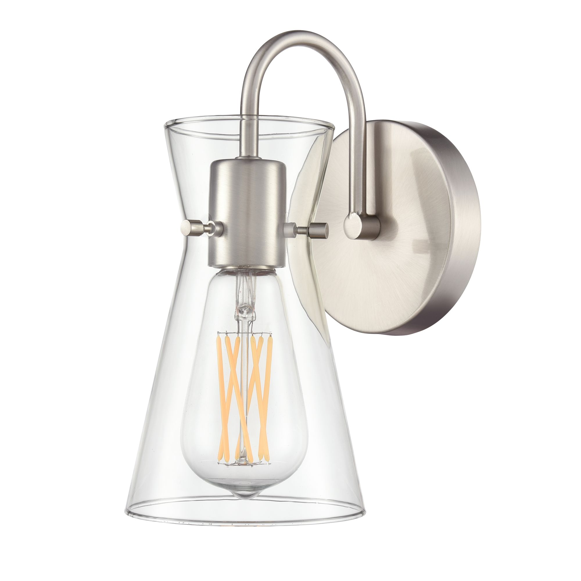 Image 2 Millennium Camellia 1-Lt 4.75" Brushed Nickel Wall Sconce with Glass Shade more views