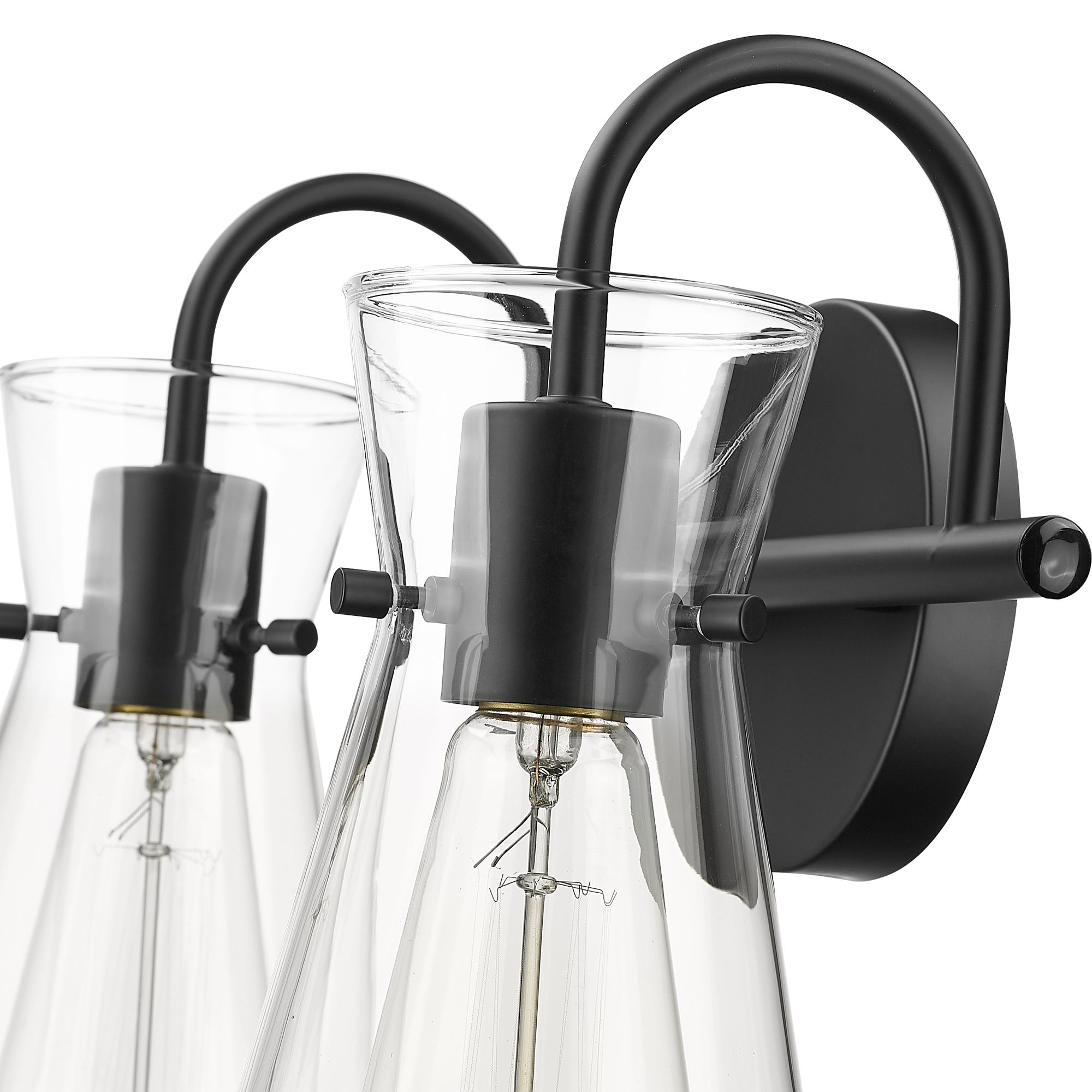 Image 2 Millennium Camellia 2-Light 13.4" Matte Black Vanity Light with Glass Shade more views
