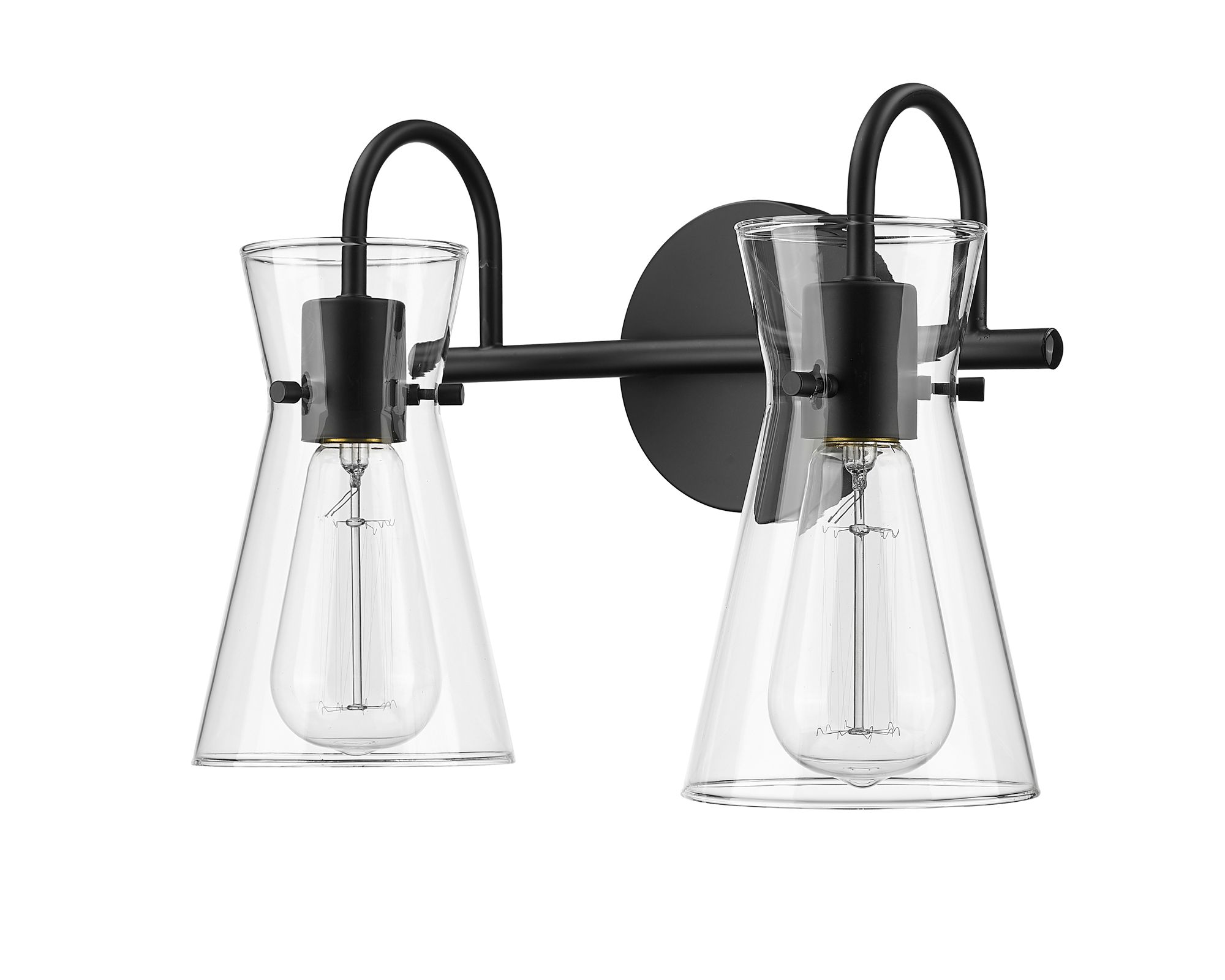 Image 3 Millennium Camellia 2-Light 13.4" Matte Black Vanity Light with Glass Shade more views