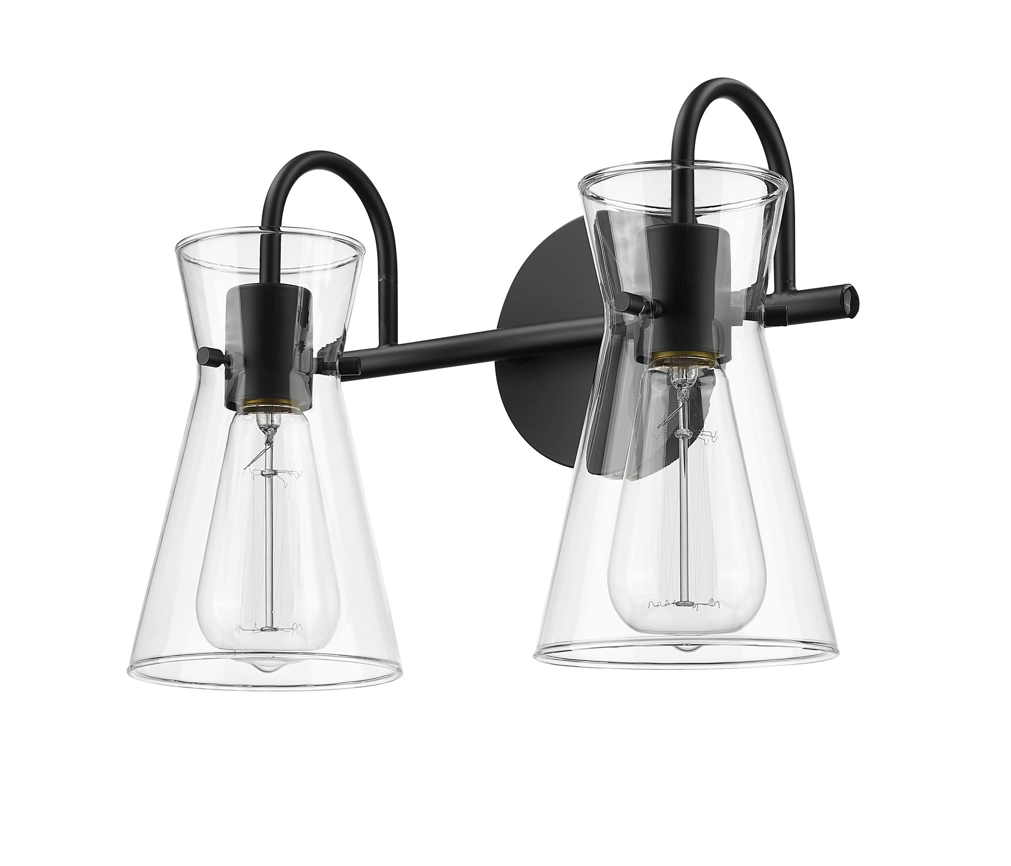 Image 4 Millennium Camellia 2-Light 13.4" Matte Black Vanity Light with Glass Shade more views