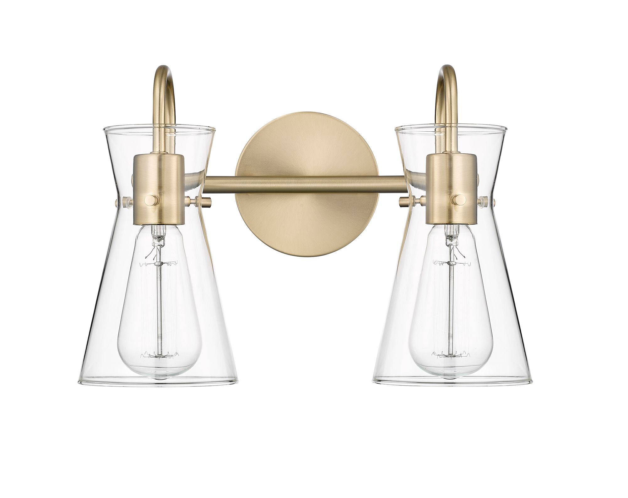 Image 2 Millennium Camellia 2-Light 13.4" Modern Gold Vanity Light with Glass Shade more views