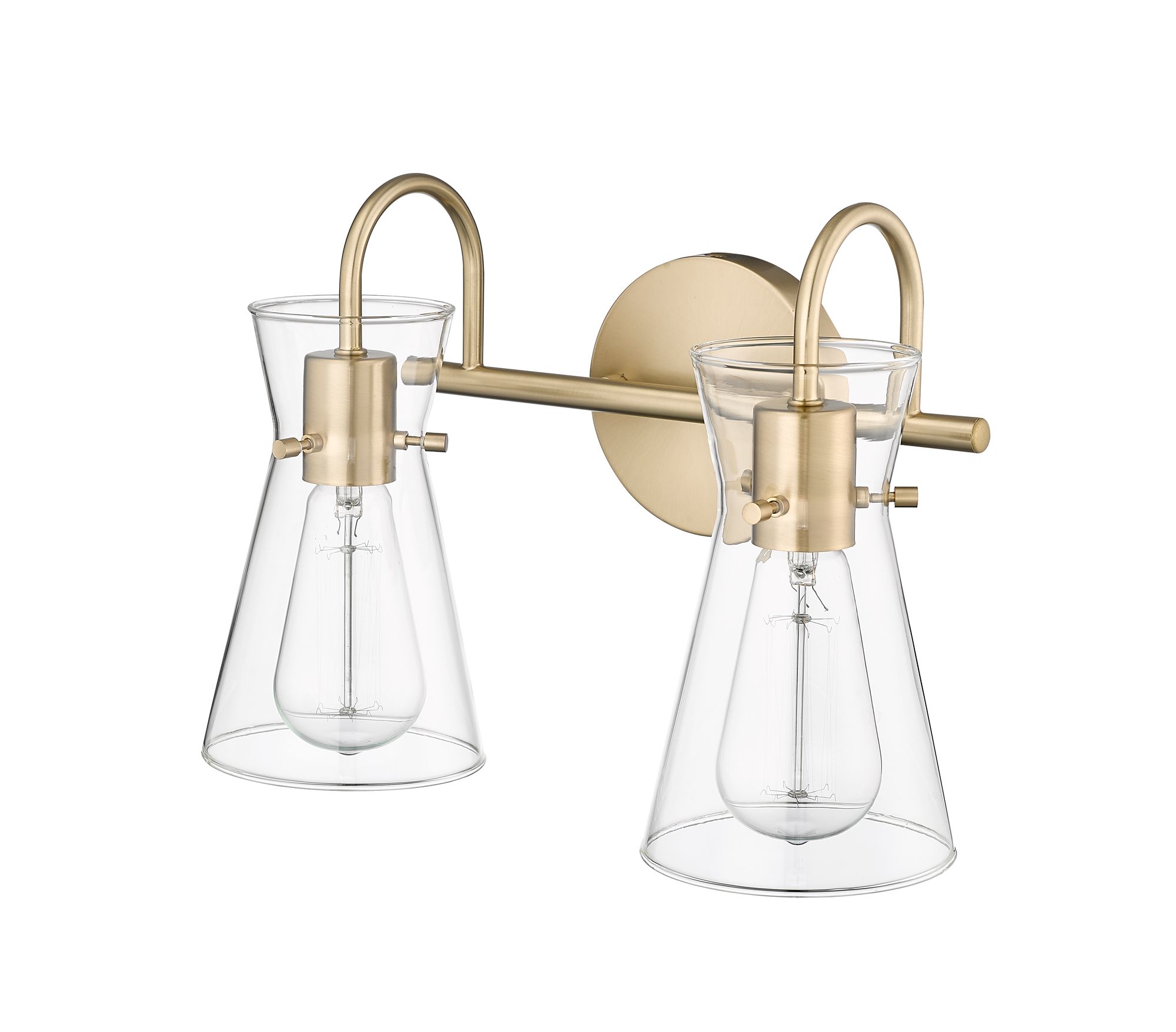 Image 5 Millennium Camellia 2-Light 13.4" Modern Gold Vanity Light with Glass Shade more views