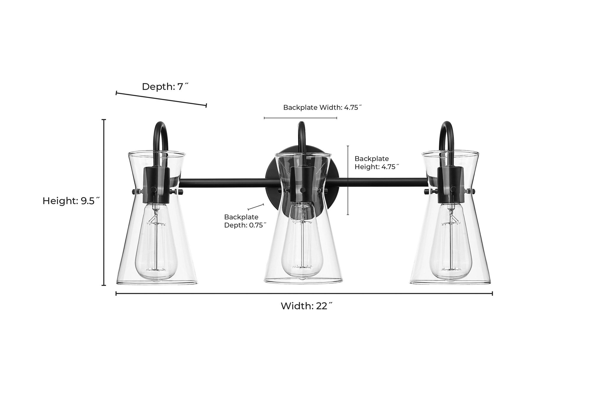 Image 6 Millennium Camellia 22" Matte Black Vanity Light more views