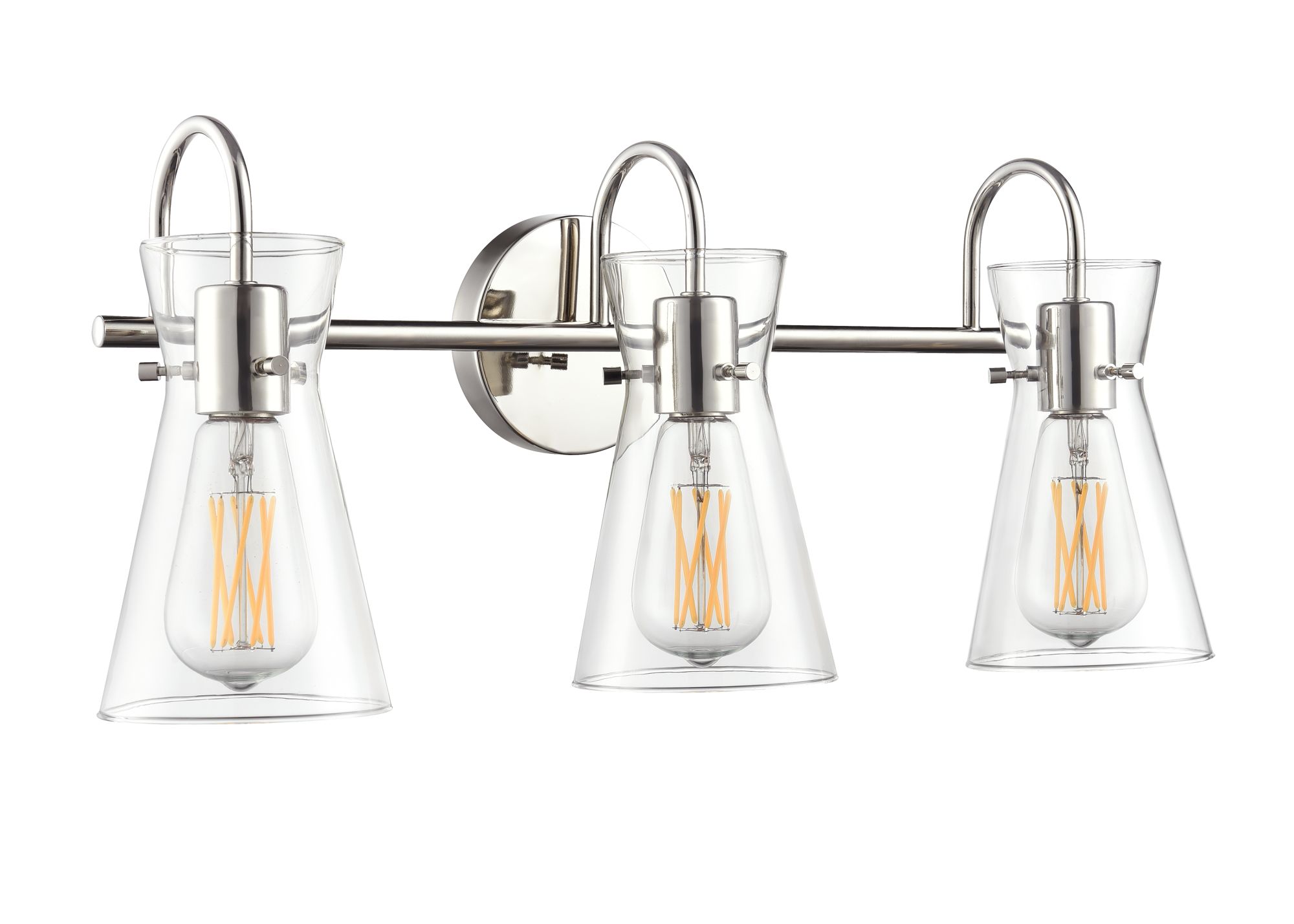 Image 2 Millennium Camellia 3-Light 22" Polished Nickel Vanity Light with Shade more views