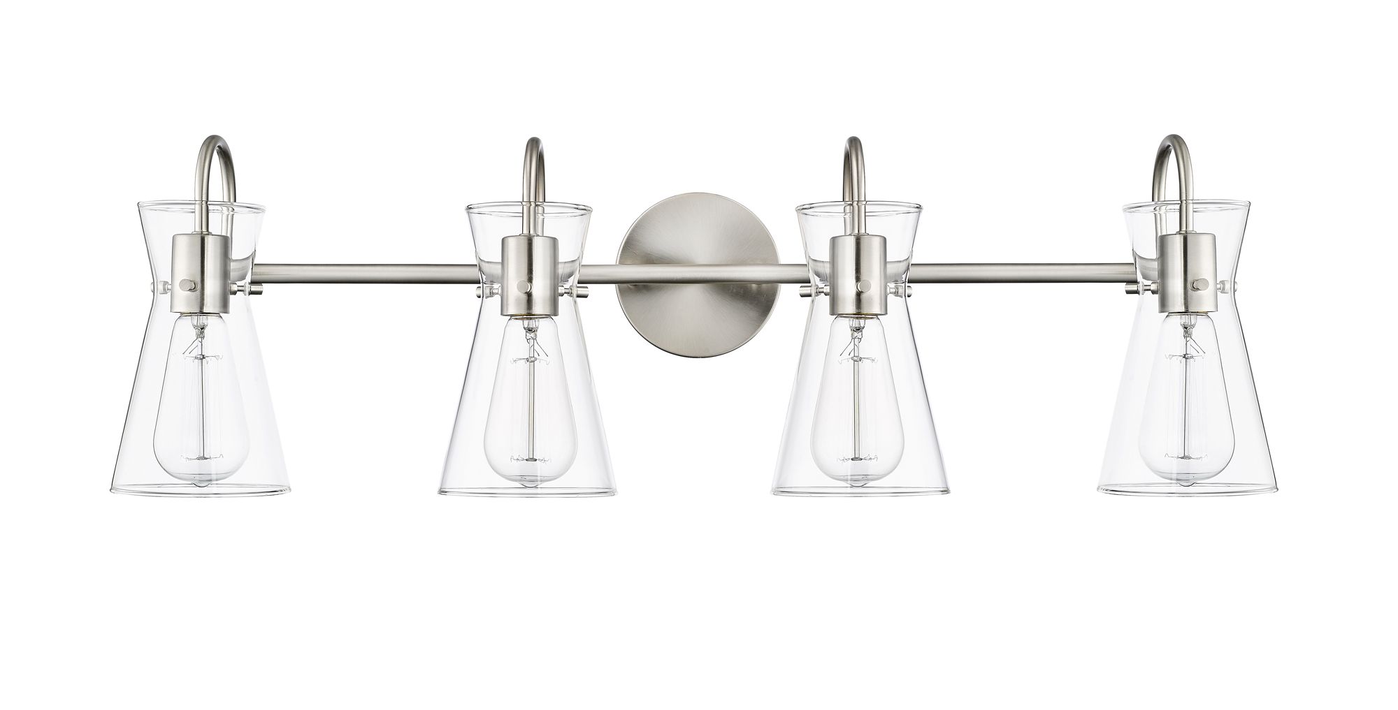 Image 2 Millennium Camellia 4-Light 30.7" Brushed Nickel Vanity Light with Shade more views