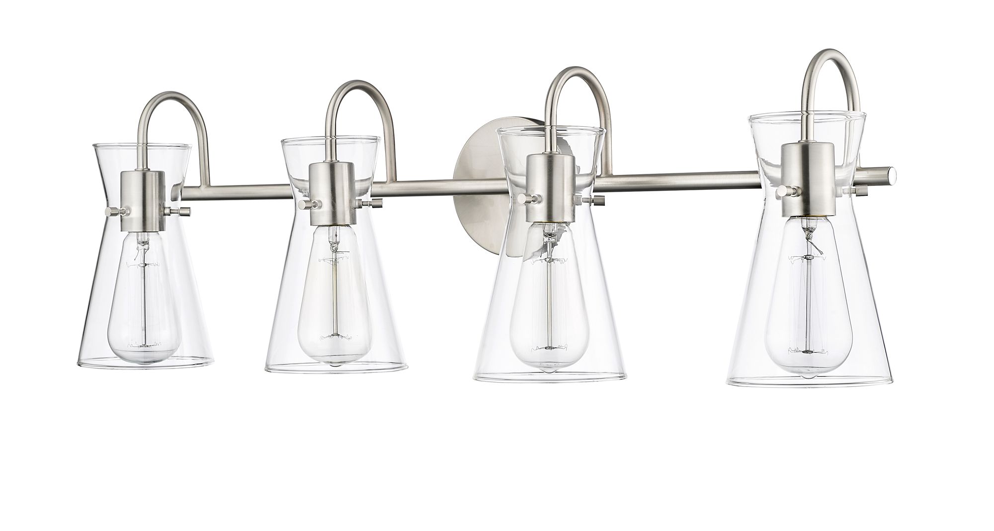 Image 3 Millennium Camellia 4-Light 30.7" Brushed Nickel Vanity Light with Shade more views