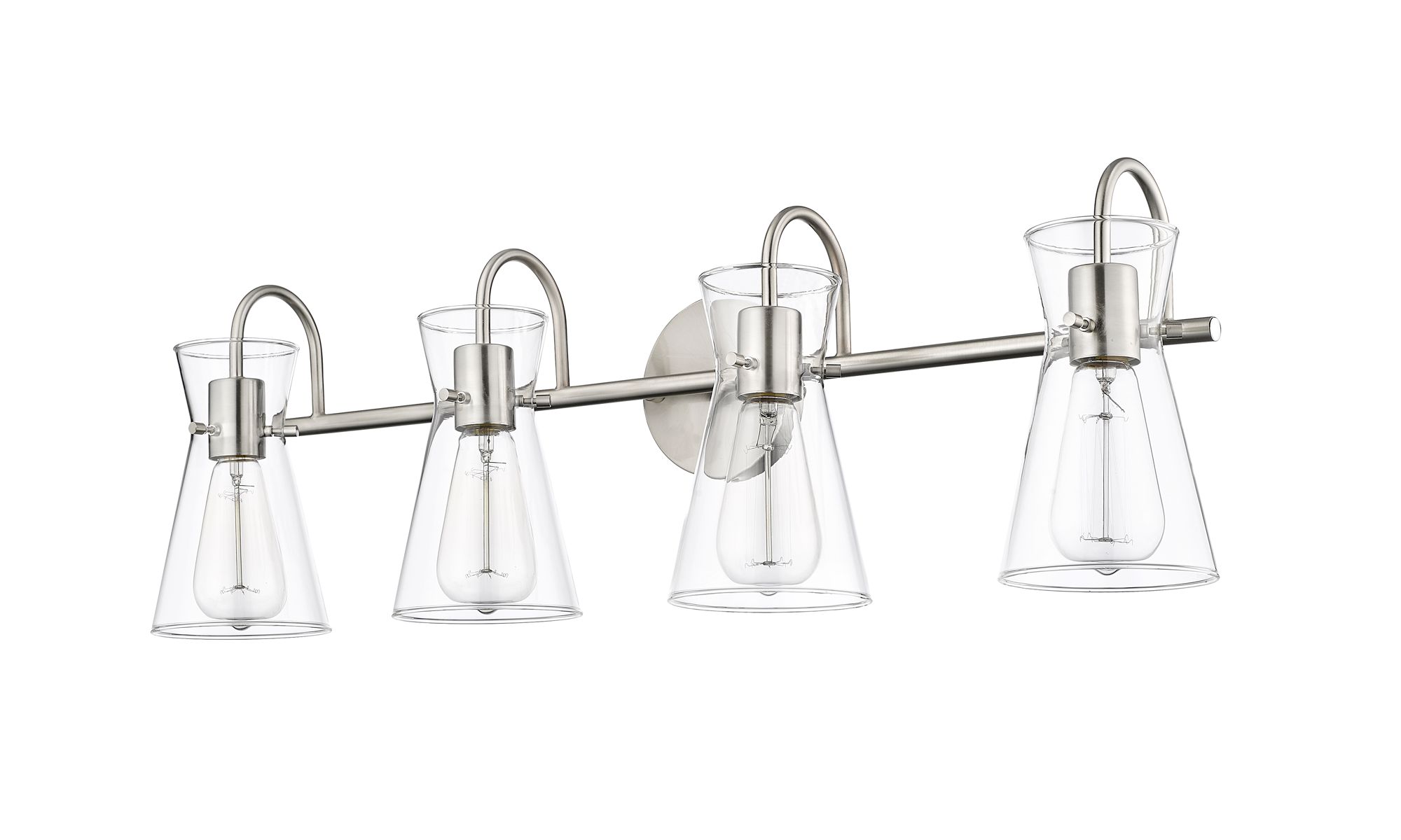 Image 4 Millennium Camellia 4-Light 30.7" Brushed Nickel Vanity Light with Shade more views