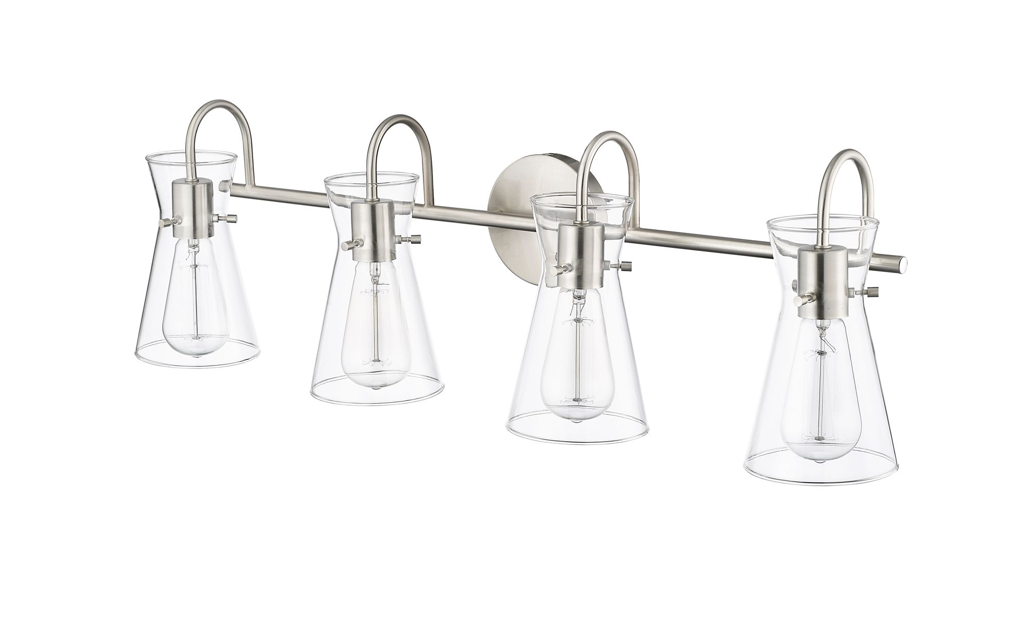 Image 5 Millennium Camellia 4-Light 30.7" Brushed Nickel Vanity Light with Shade more views