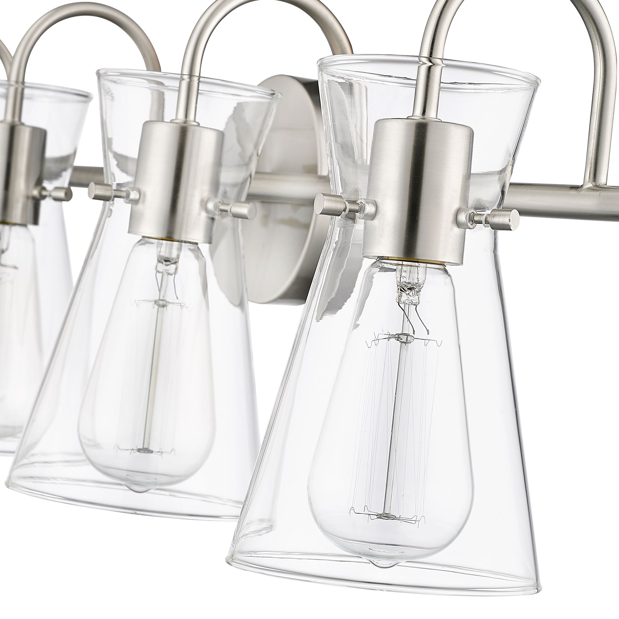Image 6 Millennium Camellia 4-Light 30.7" Brushed Nickel Vanity Light with Shade more views