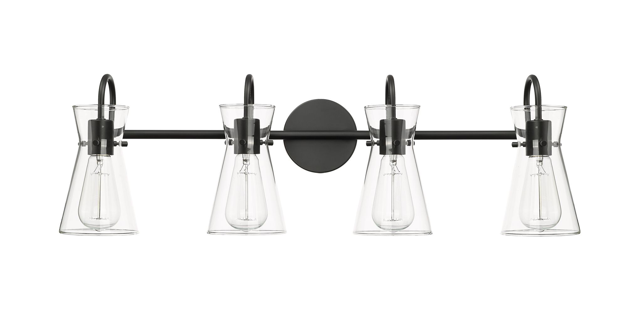 Image 2 Millennium Camellia 4-Light 30.7" Matte Black Vanity Light with Glass Shade more views