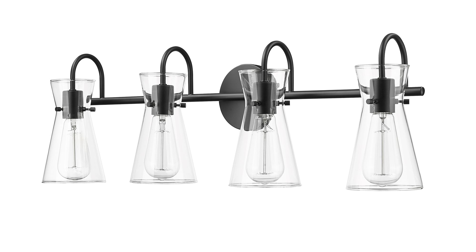 Image 3 Millennium Camellia 4-Light 30.7" Matte Black Vanity Light with Glass Shade more views