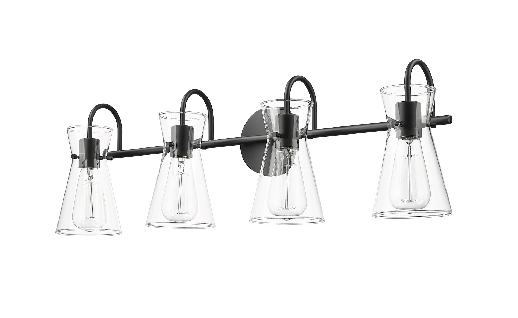 Image 4 Millennium Camellia 4-Light 30.7" Matte Black Vanity Light with Glass Shade more views