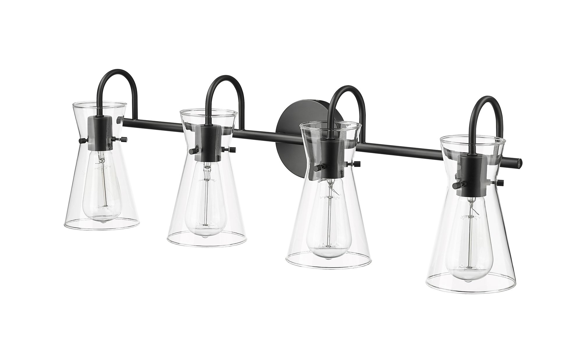 Image 5 Millennium Camellia 4-Light 30.7" Matte Black Vanity Light with Glass Shade more views