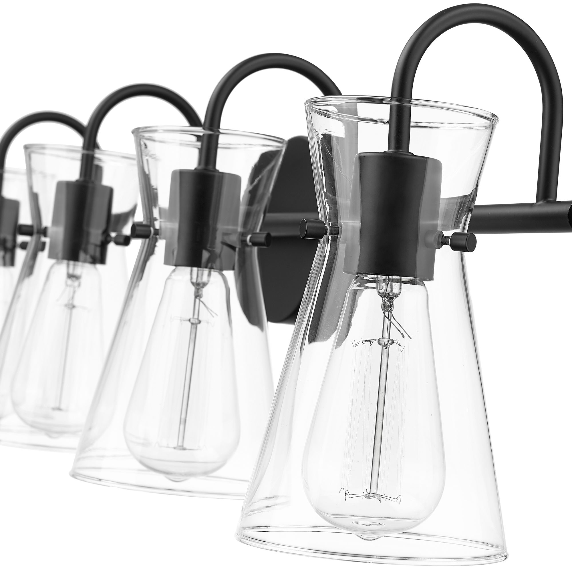 Image 6 Millennium Camellia 4-Light 30.7" Matte Black Vanity Light with Glass Shade more views