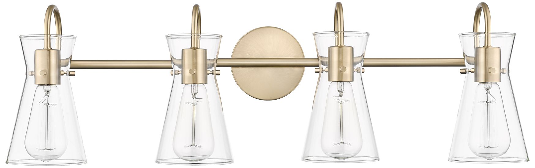 Millennium Camellia 4-Light 30.7" Modern Gold Vanity Light with Glass Shade