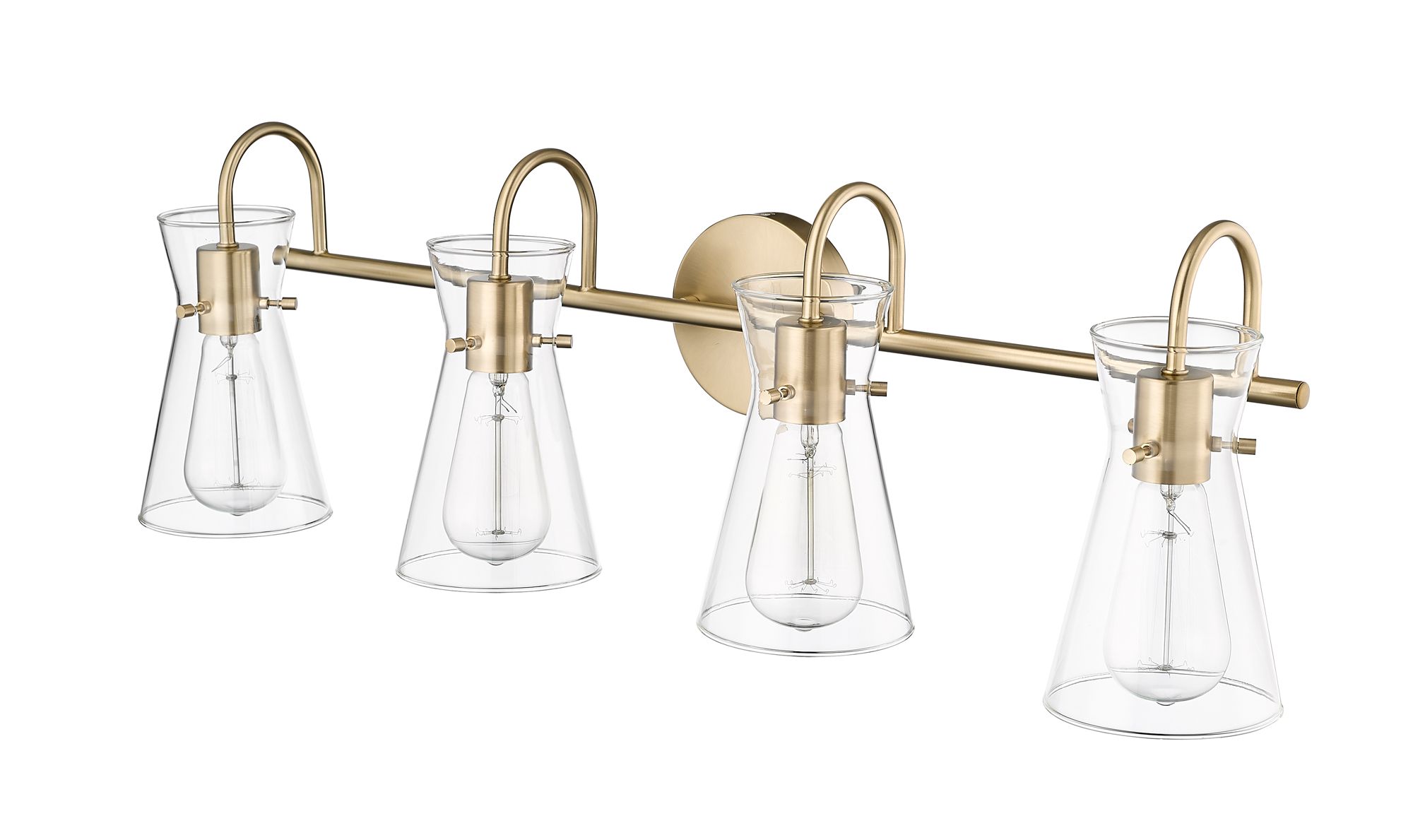 Image 2 Millennium Camellia 4-Light 30.7" Modern Gold Vanity Light with Glass Shade more views