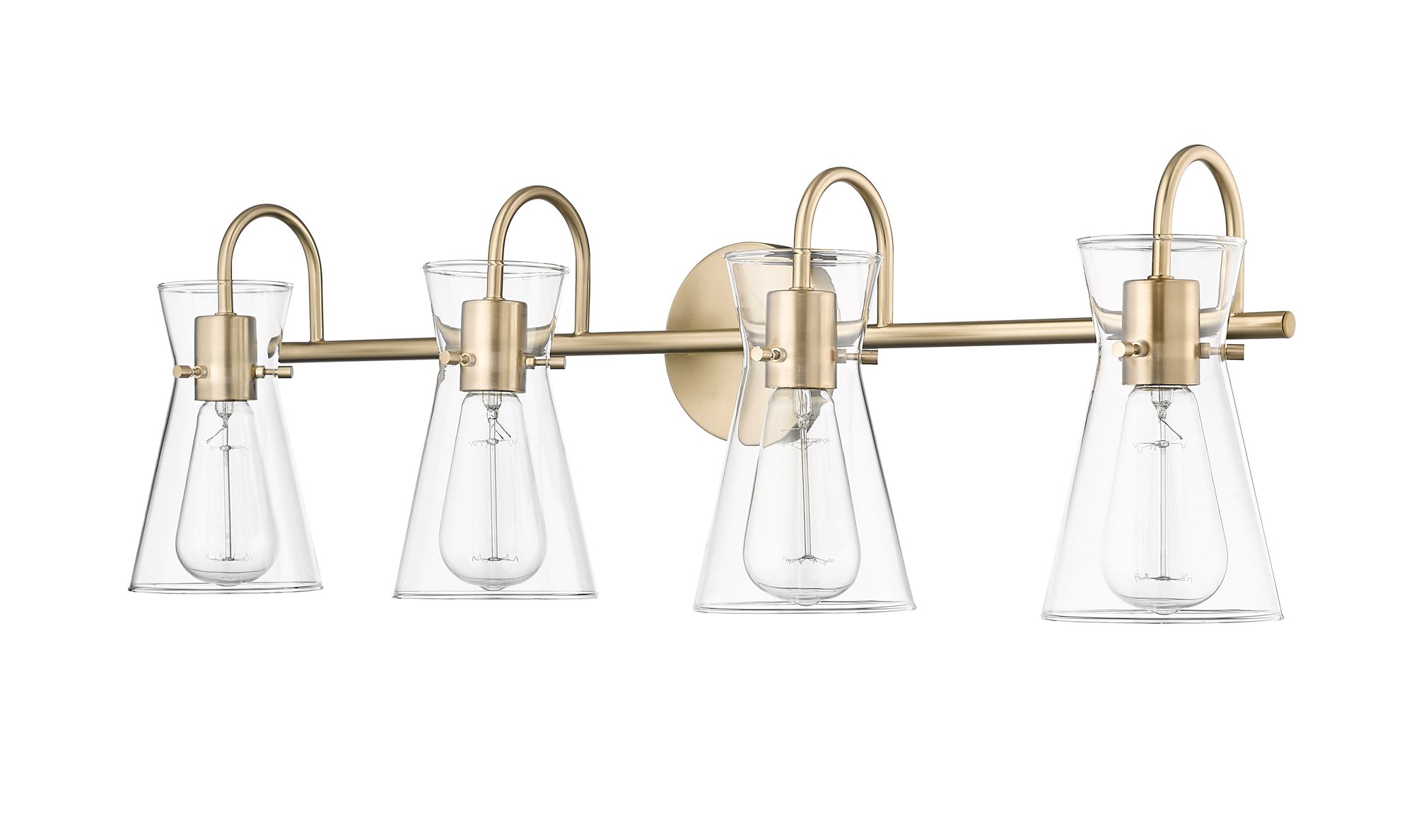 Image 3 Millennium Camellia 4-Light 30.7" Modern Gold Vanity Light with Glass Shade more views