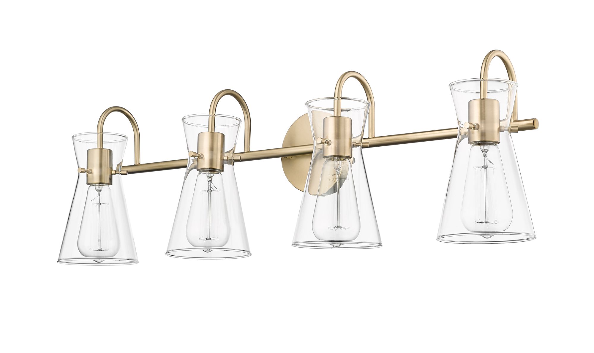 Image 4 Millennium Camellia 4-Light 30.7" Modern Gold Vanity Light with Glass Shade more views