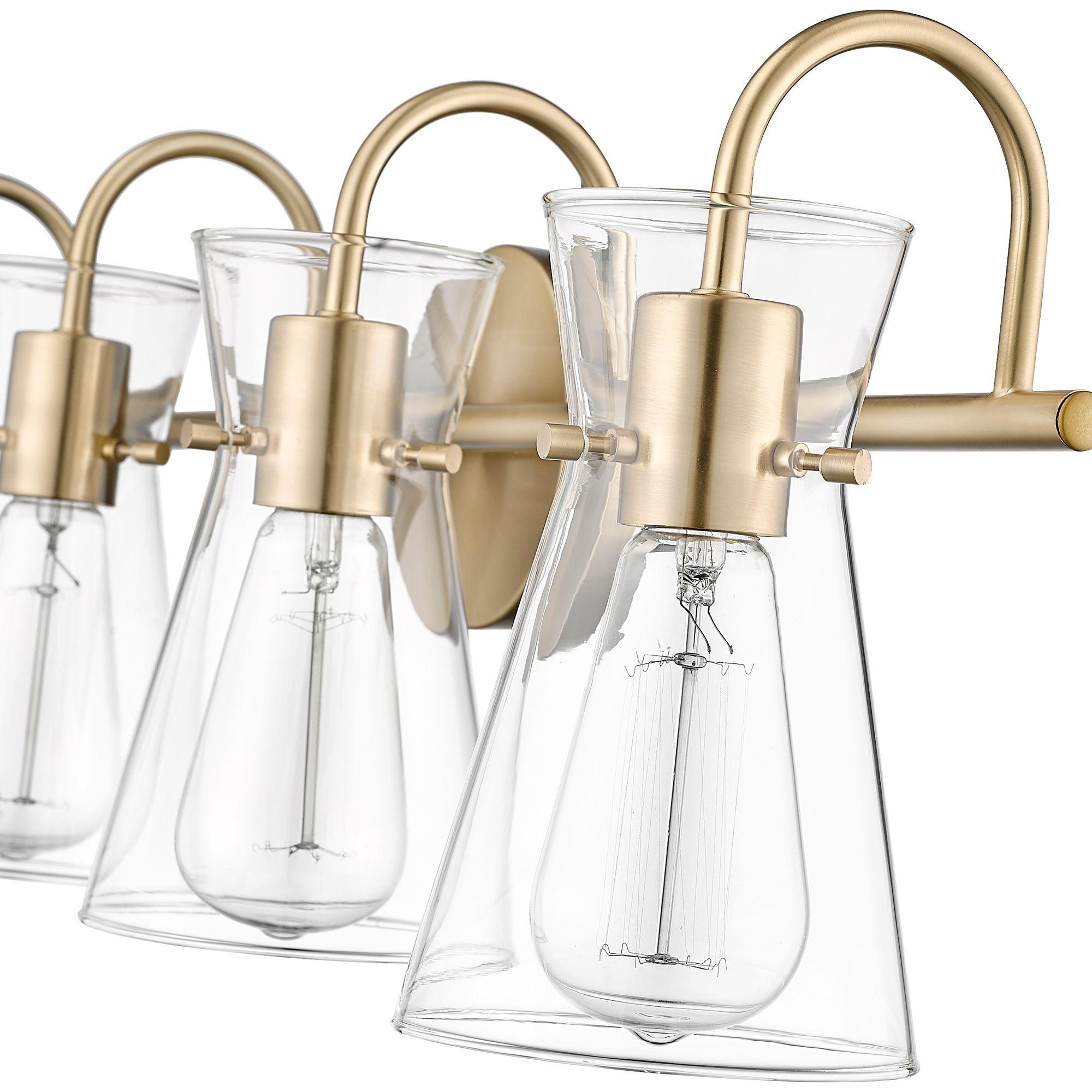 Image 5 Millennium Camellia 4-Light 30.7" Modern Gold Vanity Light with Glass Shade more views