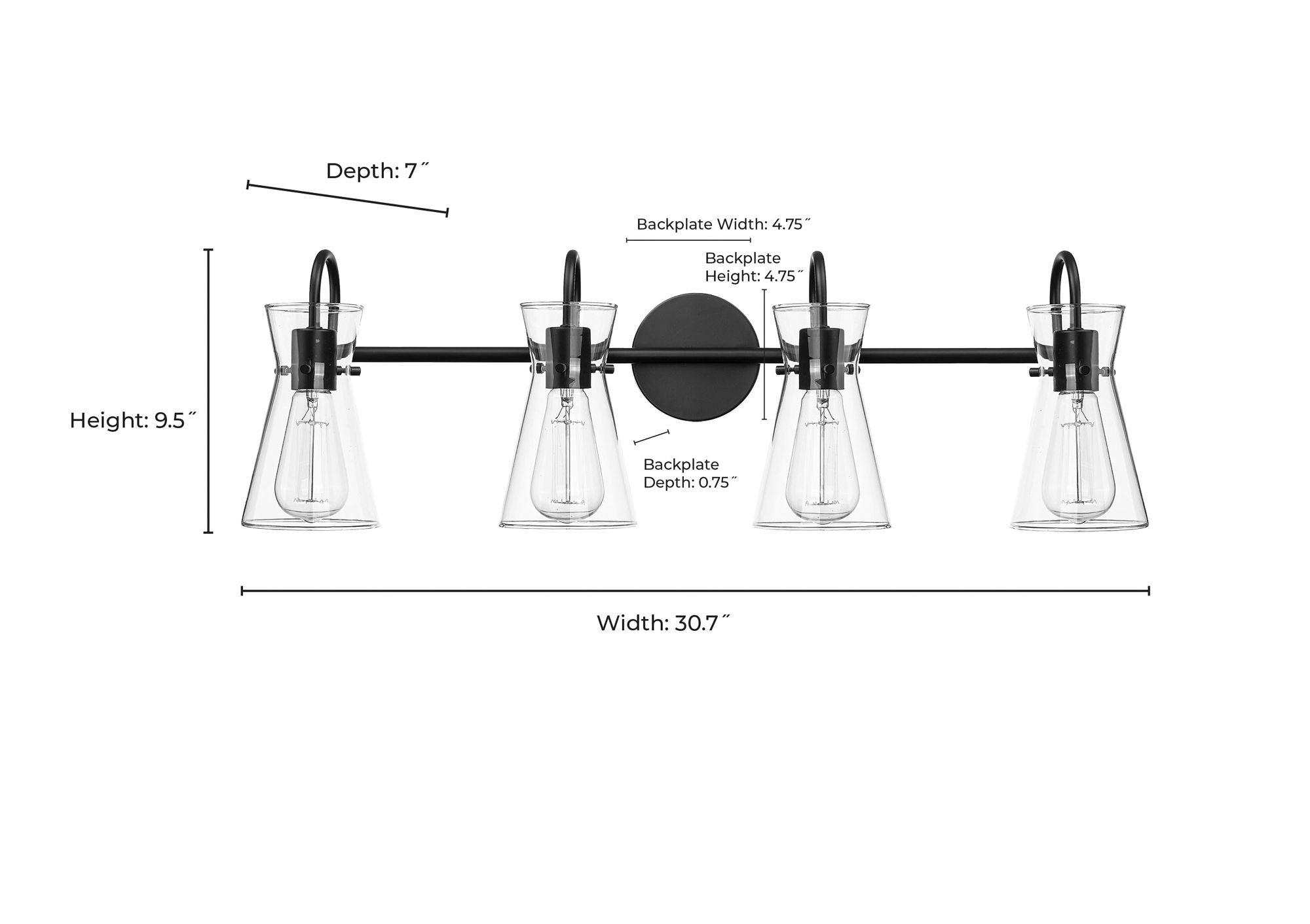 Image 6 Millennium Camellia 4-Light 30.7" Modern Gold Vanity Light with Glass Shade more views