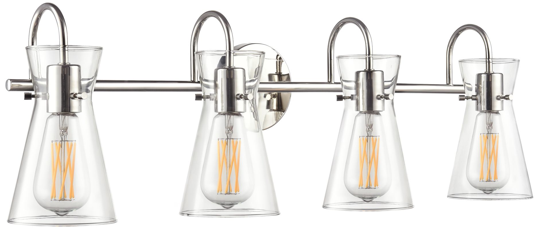 Millennium Camellia 4-Light 30.75" Polished Nickel Vanity Light with Shade