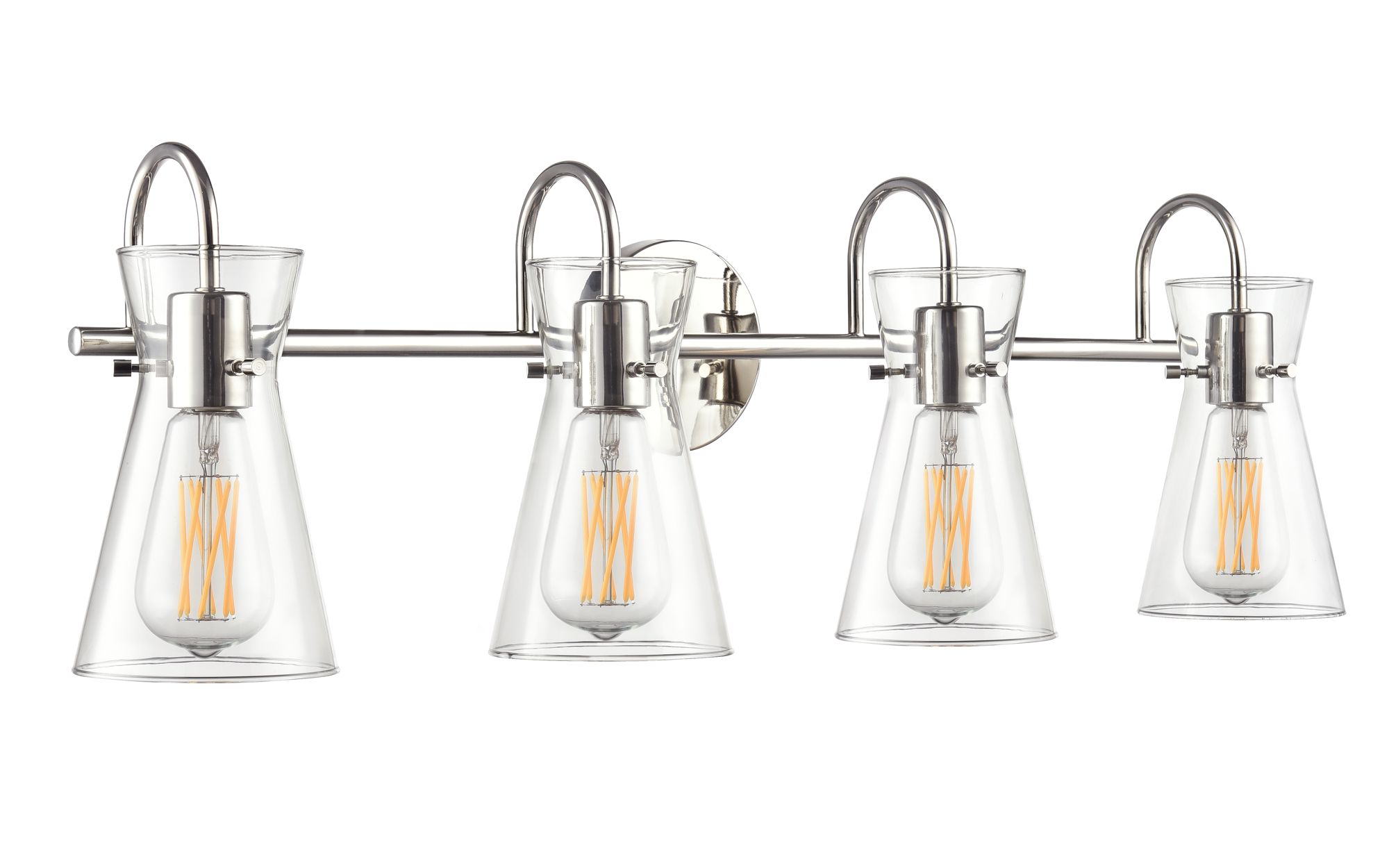 Image 2 Millennium Camellia 4-Light 30.75" Polished Nickel Vanity Light with Shade more views