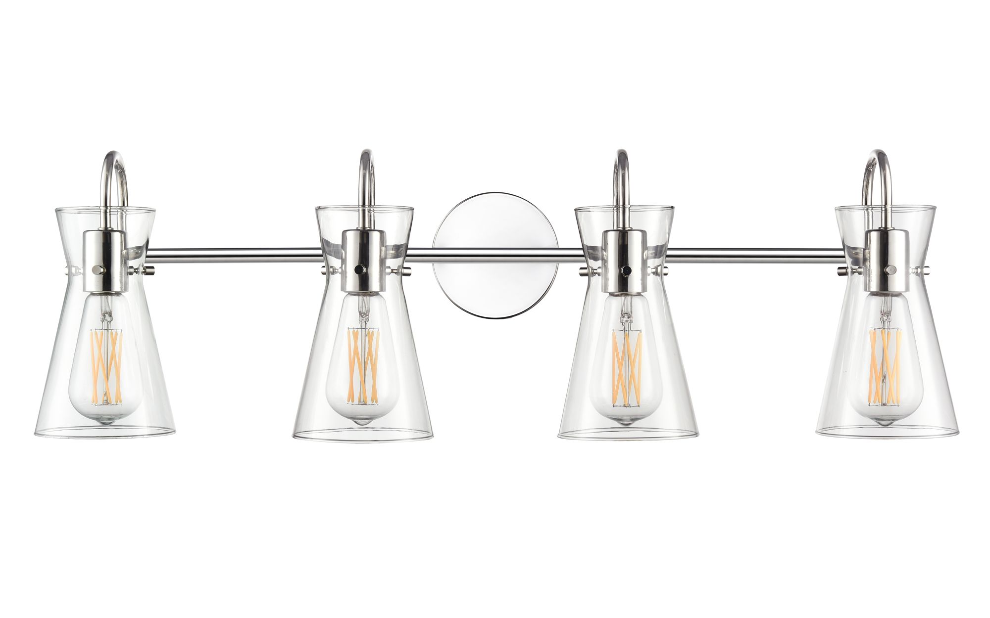 Image 3 Millennium Camellia 4-Light 30.75" Polished Nickel Vanity Light with Shade more views