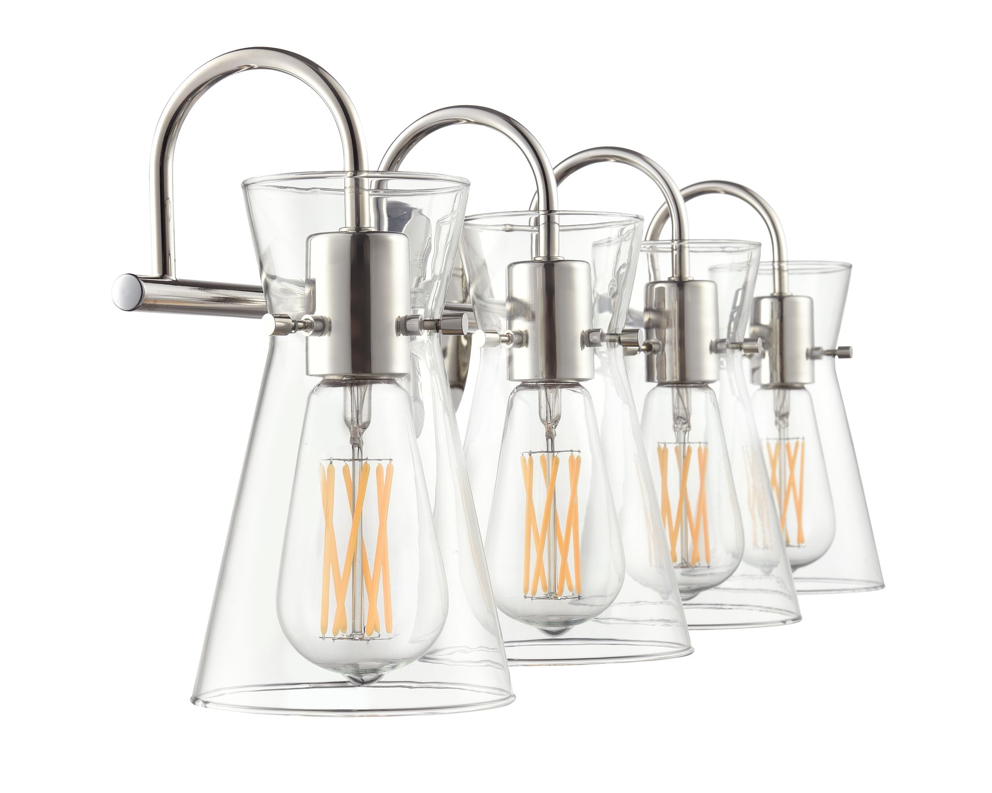 Image 4 Millennium Camellia 4-Light 30.75" Polished Nickel Vanity Light with Shade more views