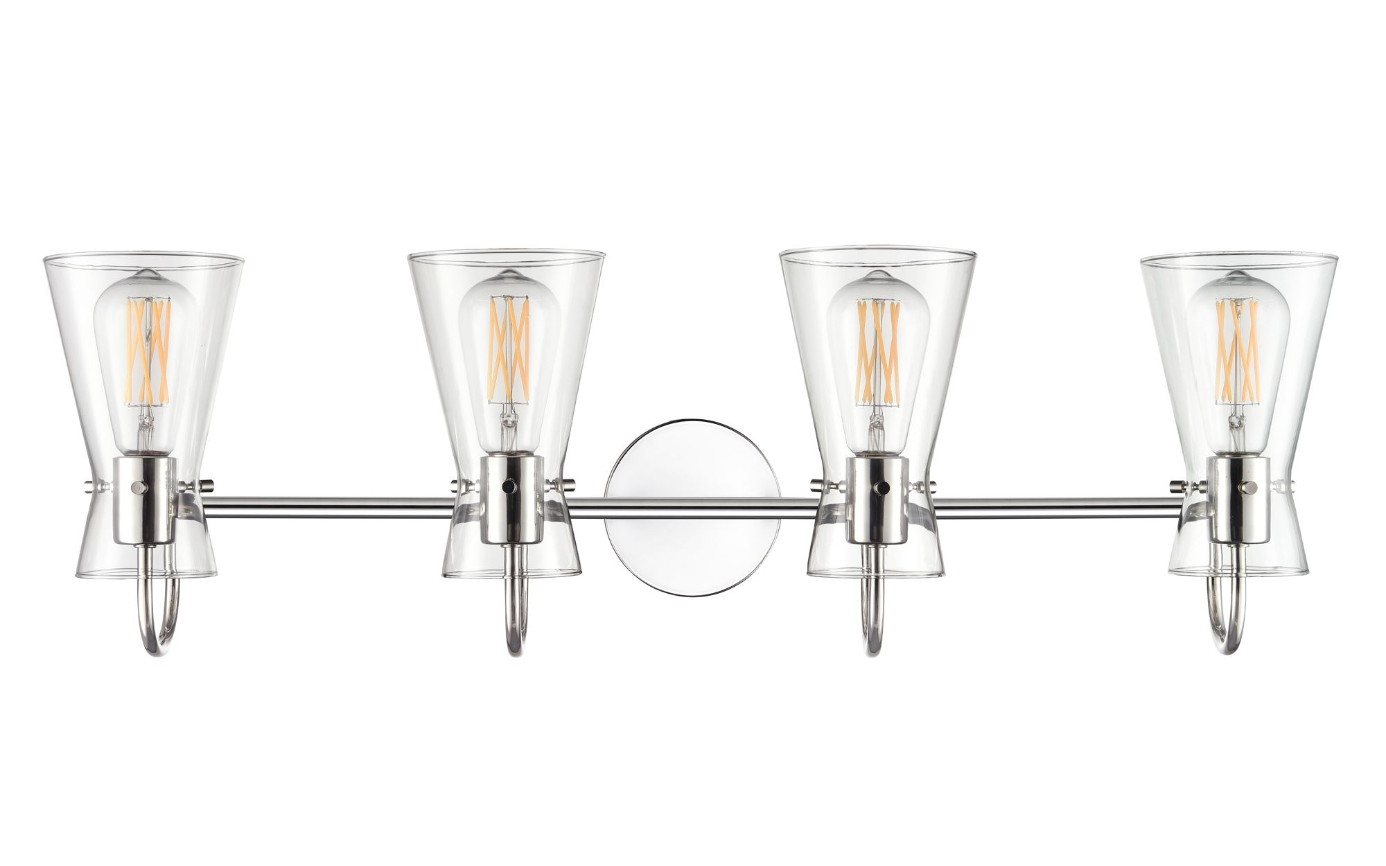 Image 5 Millennium Camellia 4-Light 30.75" Polished Nickel Vanity Light with Shade more views