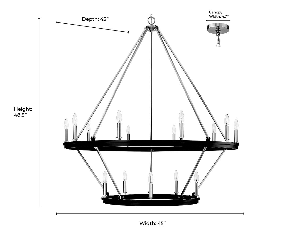 Image 3 Millennium Carruth 15-Light 45" Matte Black/Modern Gold Chandelier more views