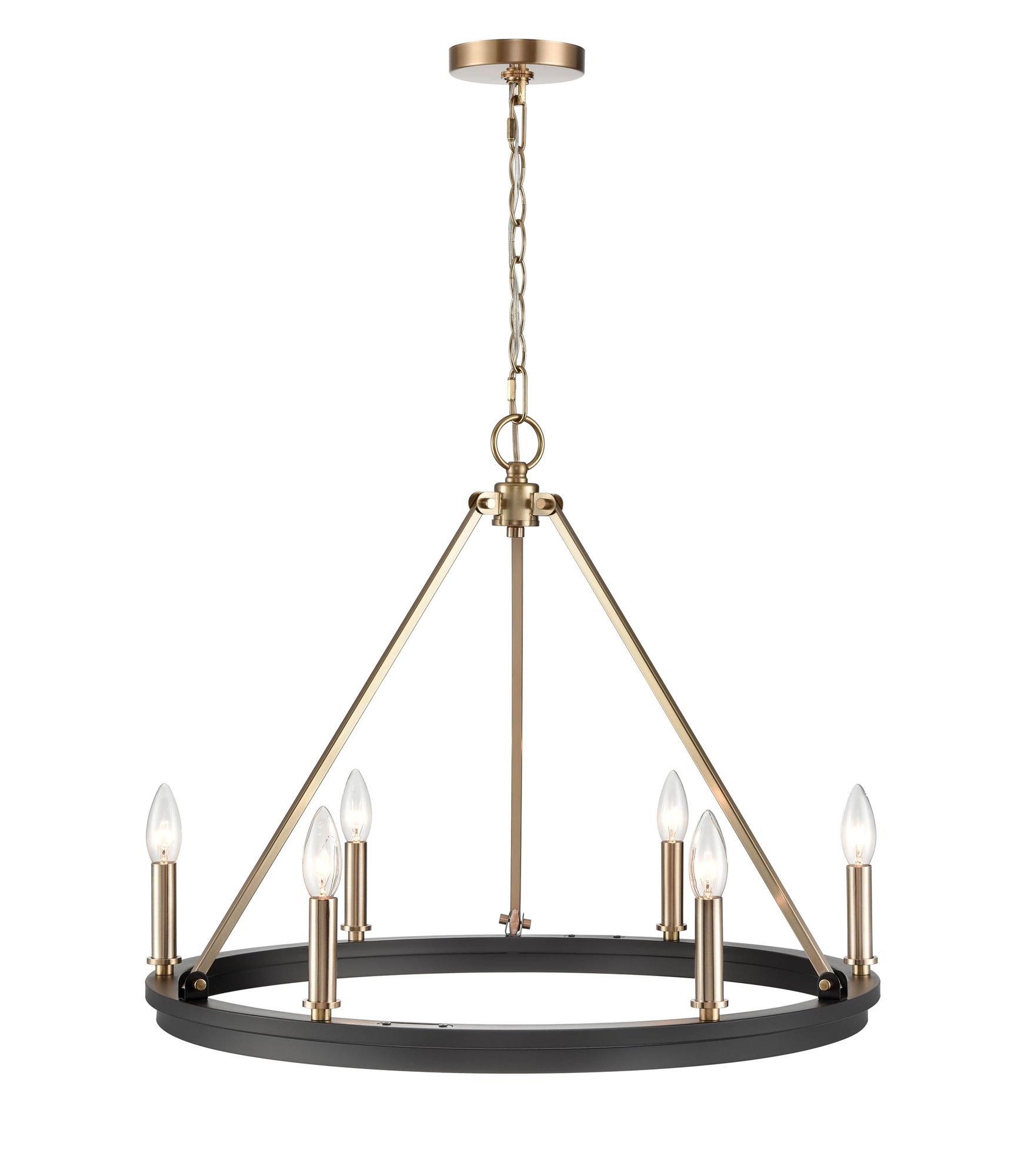 Image 3 Millennium Carruth 5-Light 25" Matte Black/Modern Gold Chandelier more views